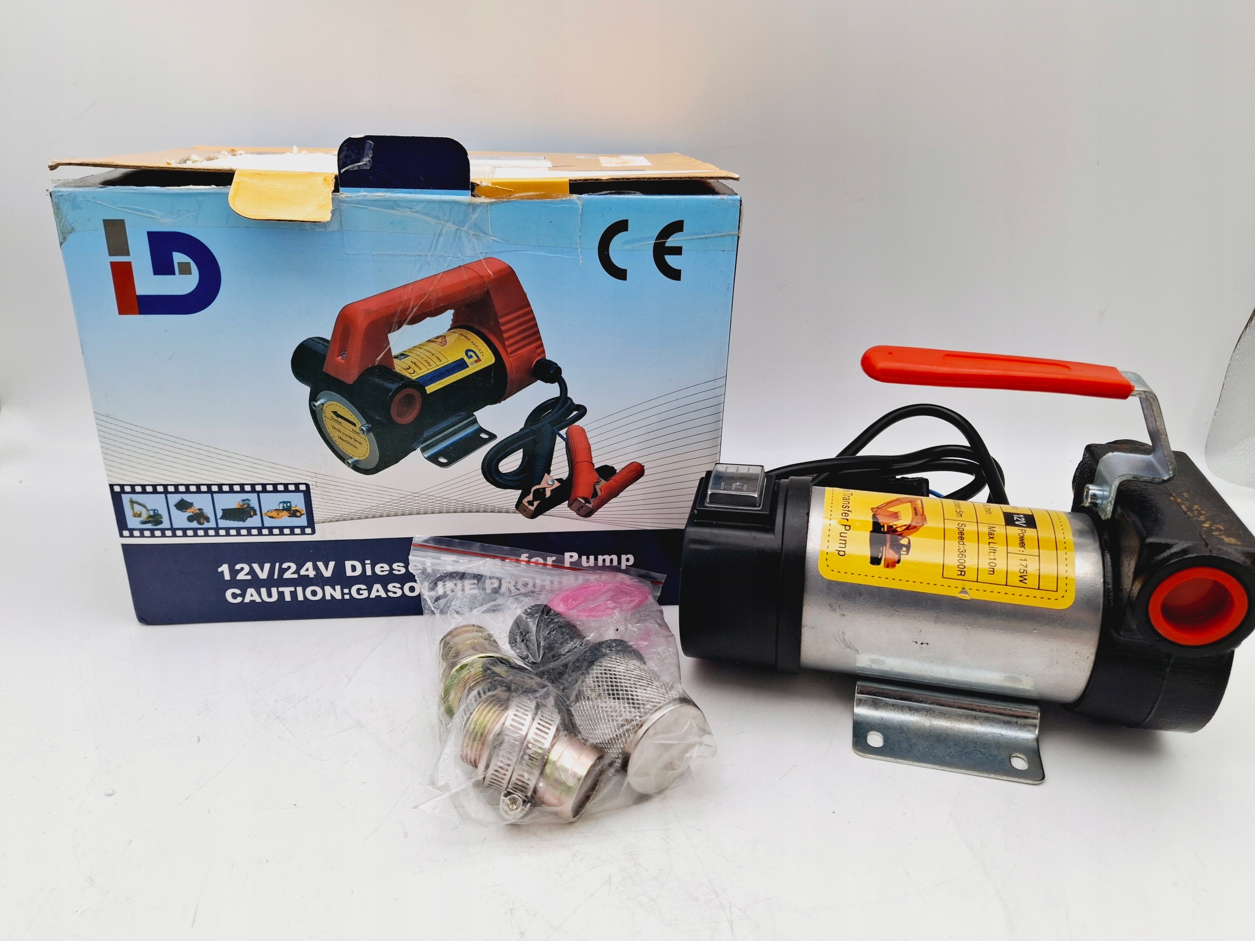 Elektrinė dyzelino ir alyvos perpylimo pompa 12 V 175 W 45 lmin reversinė