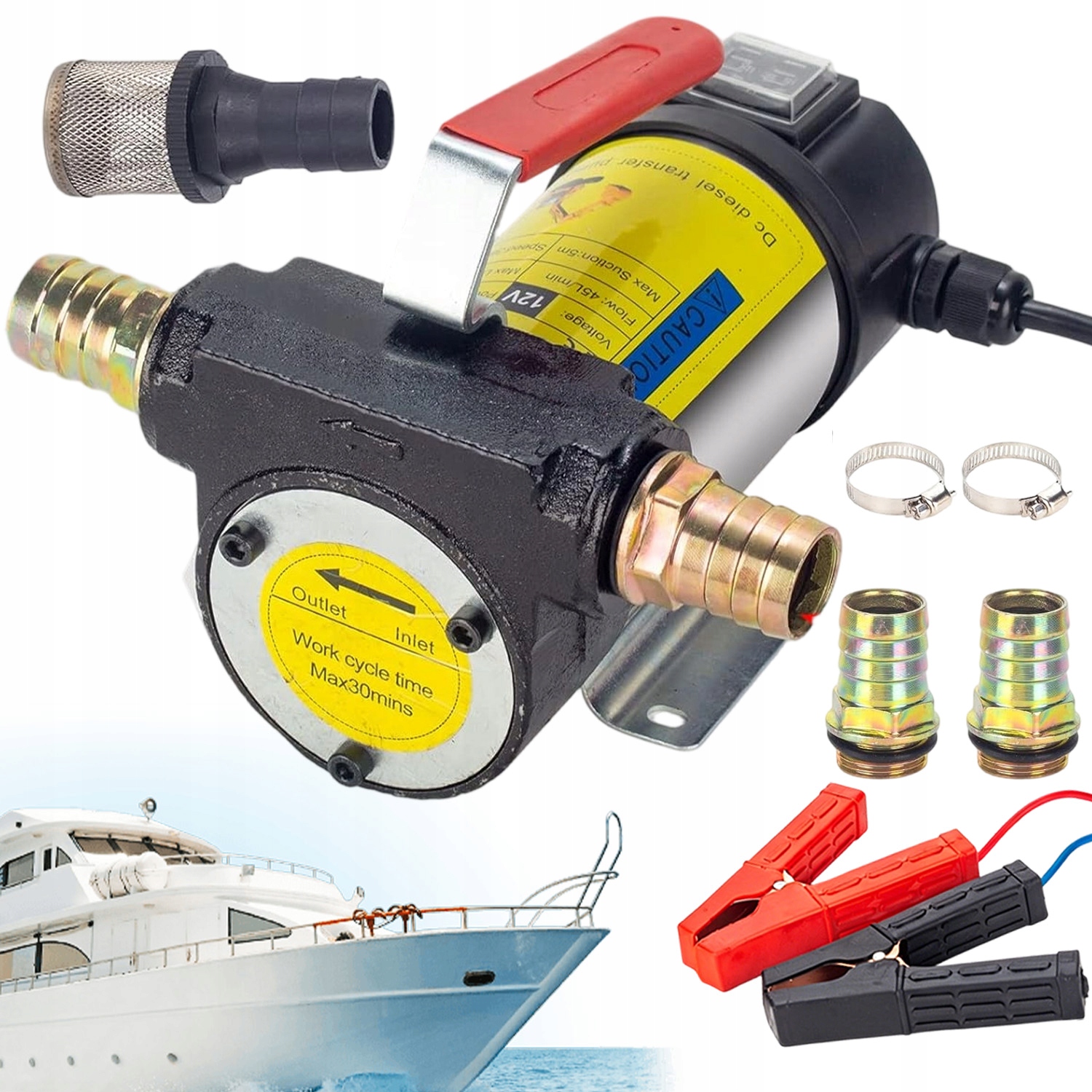 Didelio našumo dyzelino ir alyvos pompa 12 V 175 W, 45 l/min, reversinė