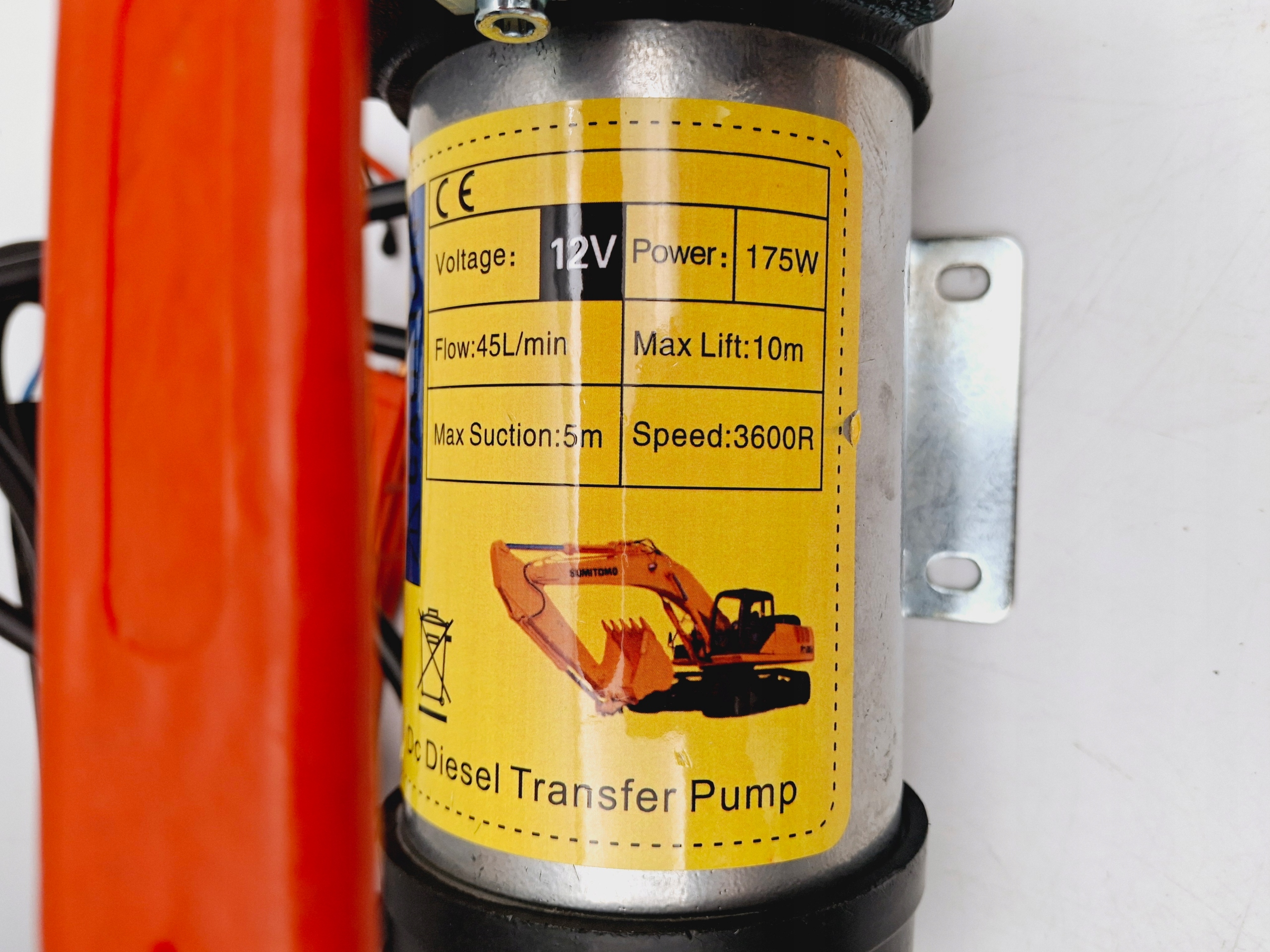 Elektrinė dyzelino ir alyvos perpylimo pompa 12 V 175 W, 45 l/min, reversinė