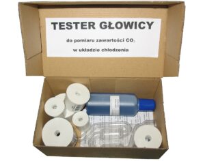 CO₂ galvutės tarpinės testeris su 6 minkštais adapteriais, 100 ml