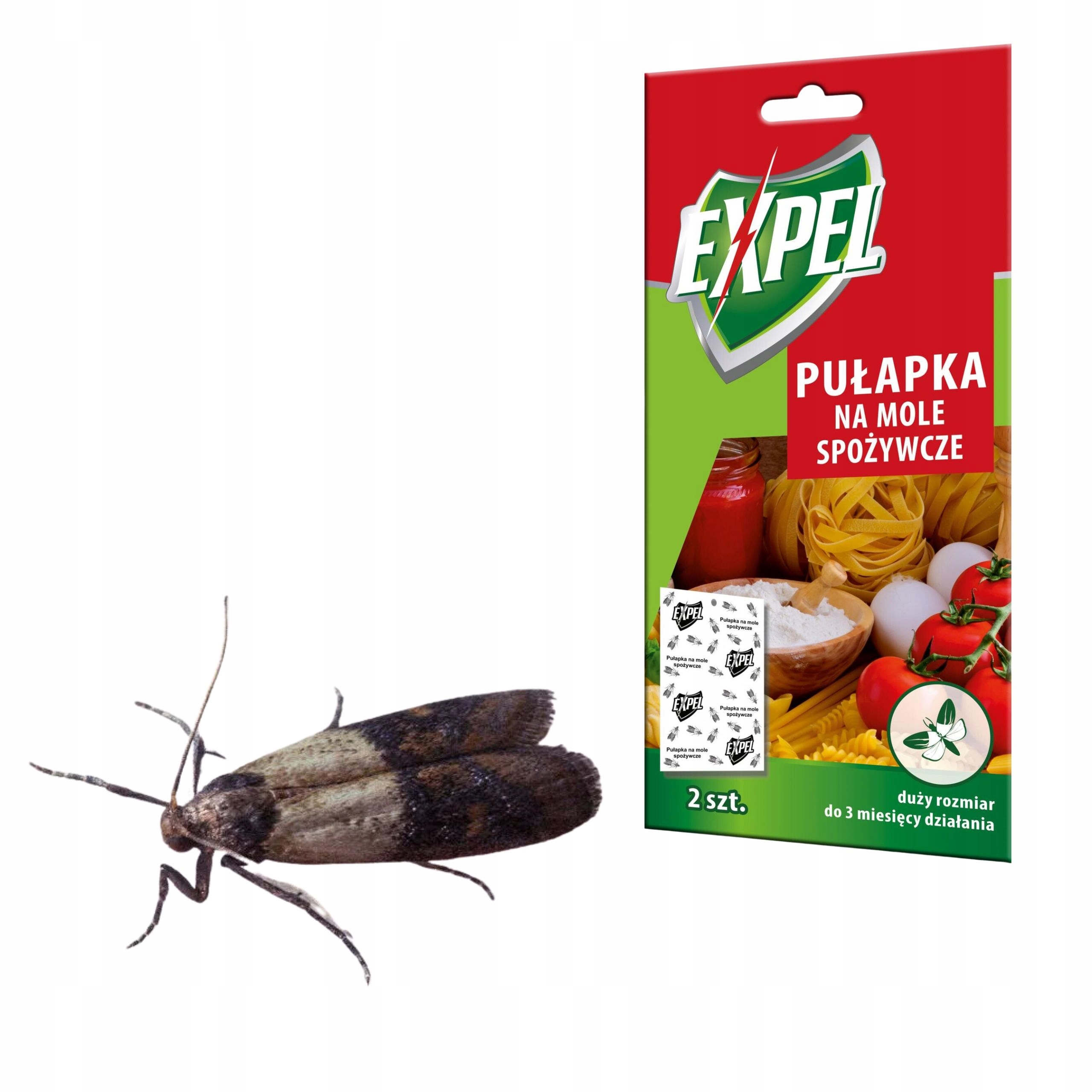 Expel didelės feromoninės gaudyklės maistinėms kandims, 2 vnt. – produkto matmenų informacija, nuotrauka 1