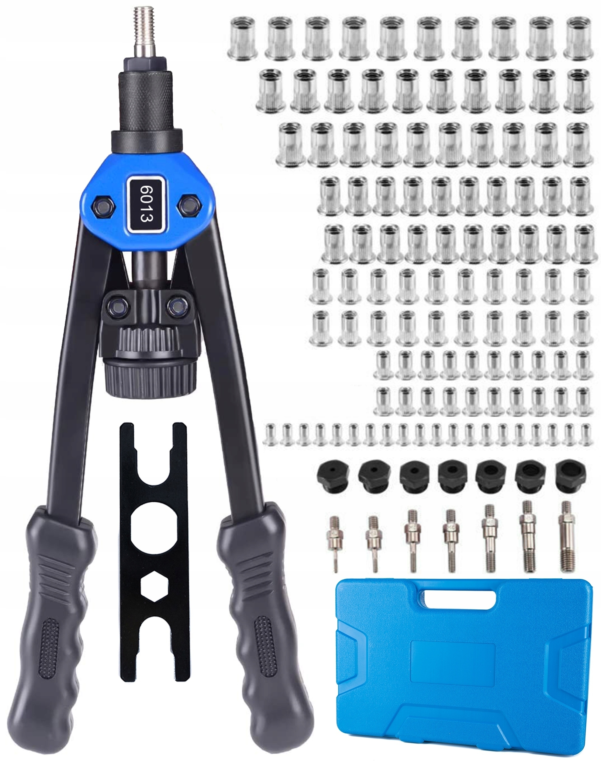 Gotel rankinis kniediklis kniedinėms veržlėms M3M12 127 dalių rinkinys lagamine belsilt Gotel rankinis kniediklis kniedinėms veržlėms M3M12 127 dalių rinkinys lagamine