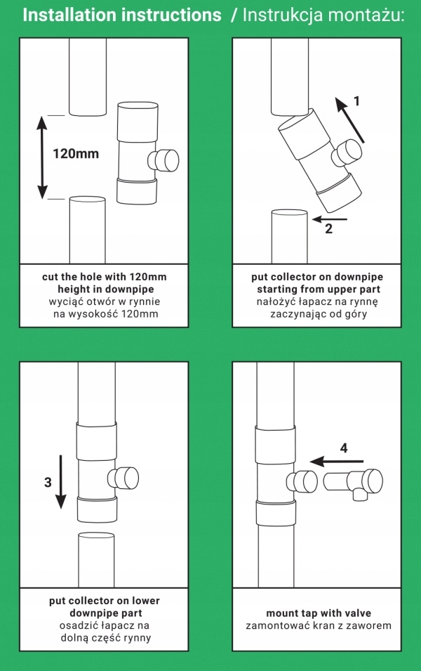 Grafito spalvos ABS lietaus vandens surinktuvas su vožtuvu 100 mm – produkto nuotrauka 3