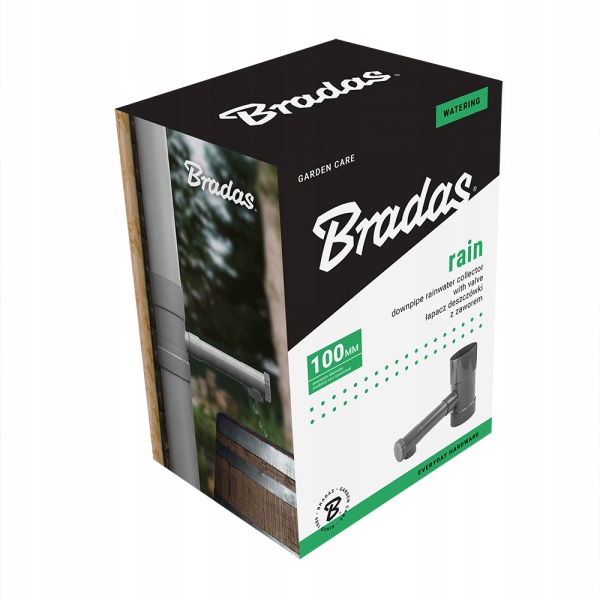 Grafito spalvos ABS lietaus vandens surinktuvas su vožtuvu 100 mm – produkto nuotrauka 4