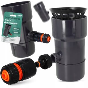Grafito spalvos lietaus vandens surinktuvai 110 mm su filtrais, 5 vnt.