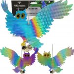 Holografinė pelėdos baidyklė su varpeliais paukščiams atbaidyti 42 x 20 cm