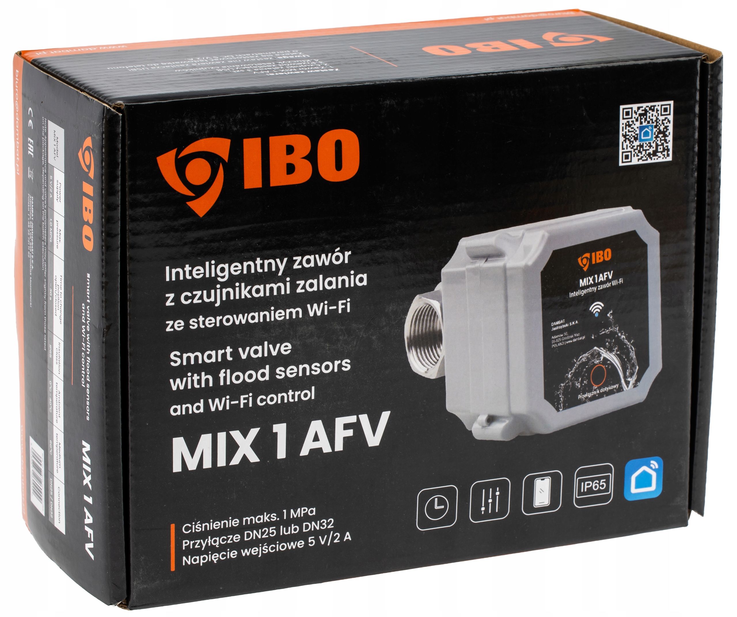IBO MIX1 AFV DN25 išmanus Wi-Fi vandens vožtuvas su 3 nuotėkio jutikliais – produkto nuotrauka