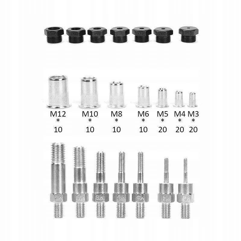 KraftDele KD10556 svirtinis kniediklis veržlėms M3M12 rinkinys belsilt KraftDele KD10556 svirtinis kniediklis veržlėms M3M12 rinkinys