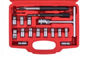 Kraft&Dele KD12504 dyzelinių purkštukų lizdų frezų rinkinys, 17 dalių