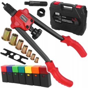 KraftDele KD3514 kniediklis kniedinėms veržlėms M3M12 79 dalių rinkinys su lagaminu