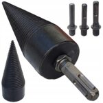 Kūginis malkų skaldymo grąžtas su 3 keičiamais adapteriais – nuotrauka 1