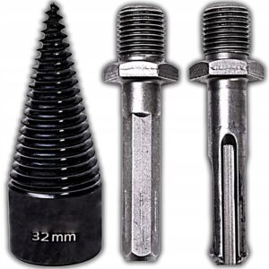 Malkų skaldymo grąžtas 32 mm su 2 universaliais adapteriais – nuotrauka 1