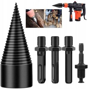 Malkų skaldymo grąžtas 50 mm su 4 adapteriais – nuotrauka 1