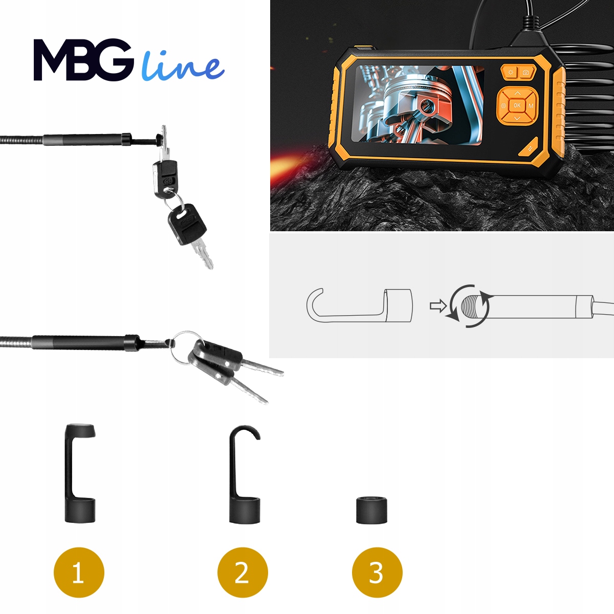 MBG Line 113-B-2 dviejų kamerų endoskopinė kamera, 5 m, 4,3″ Full HD – produkto nuotrauka 8