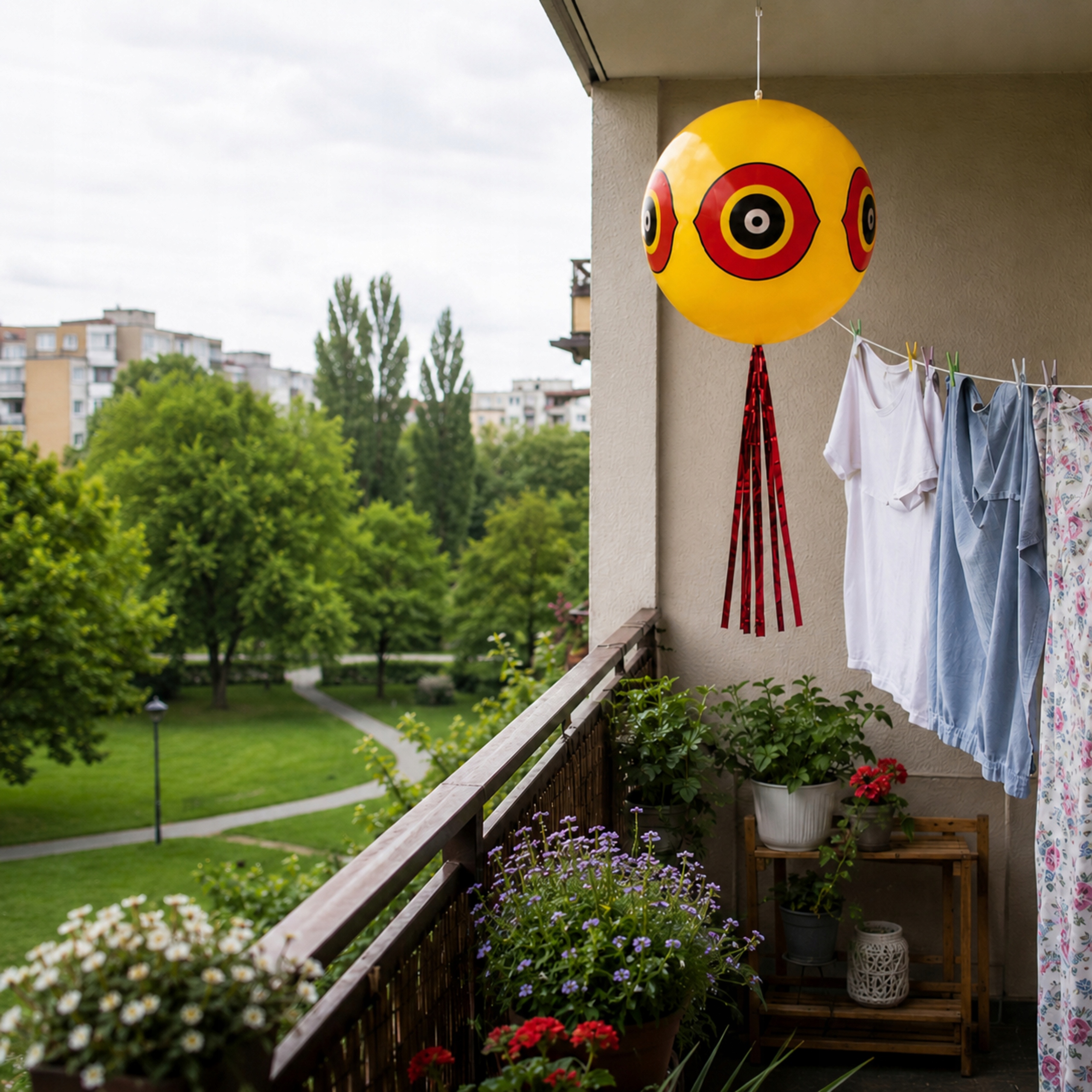 No Pest geltonas balionas paukščiams atbaidyti Scary Eyes, 40–50 cm
