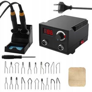 Pirografijos rinkinys 100 W medienai ir odai su 20 keičiamų antgalių