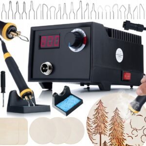Pirografijos stotelė Rosfix Black Fenix RBB60W 60 W su ekranu ir 20 antgalių