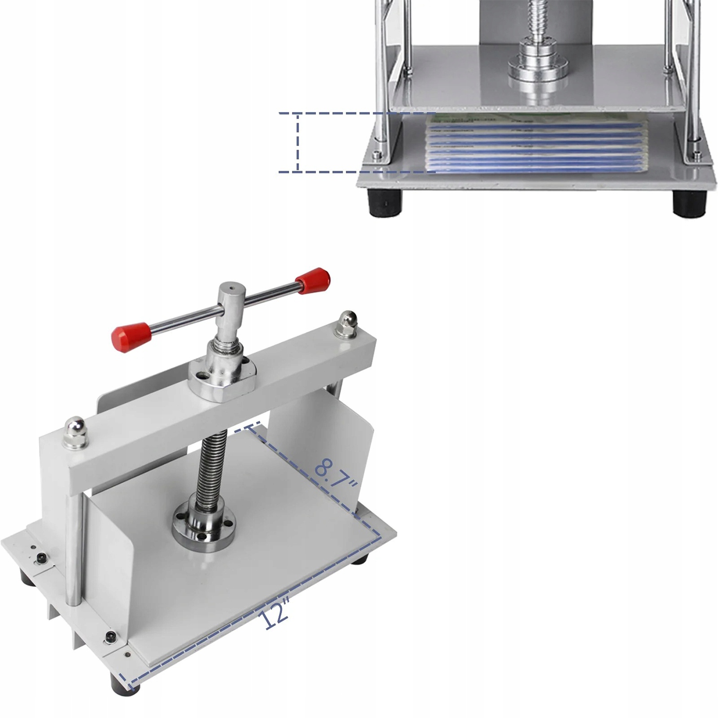 Plieninis rankinis knygų presas A4, 1500 kg, 305 × 220 mm, iki 15 cm – nuotrauka 7