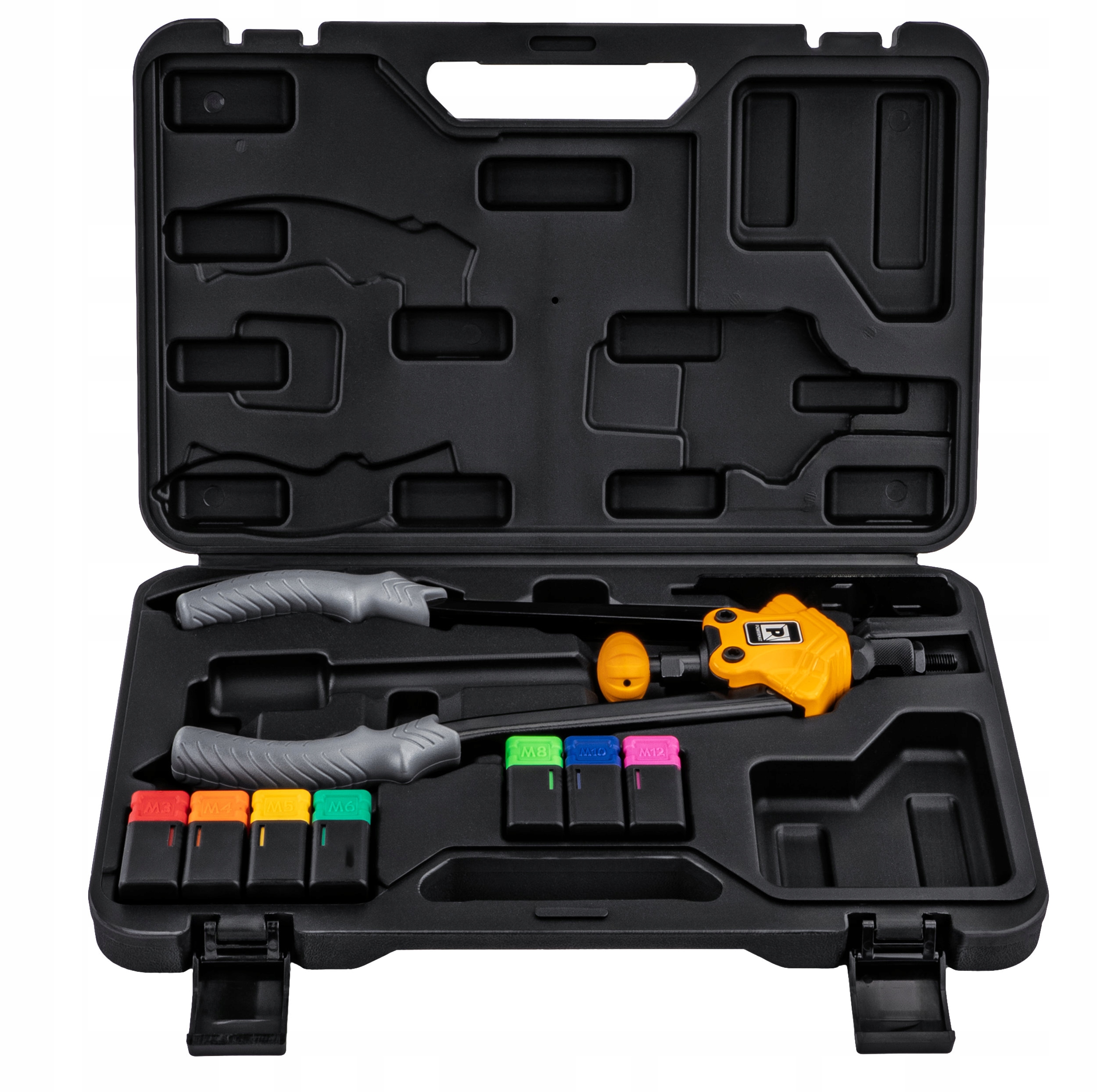 Powermat PMNIR360T žirklinis kniediklis kniedinėms veržlėms M3M12 lagaminas belsilt Powermat PM NIR 360T žirklinis kniediklis kniedinėms veržlėms M3M12 lagaminas