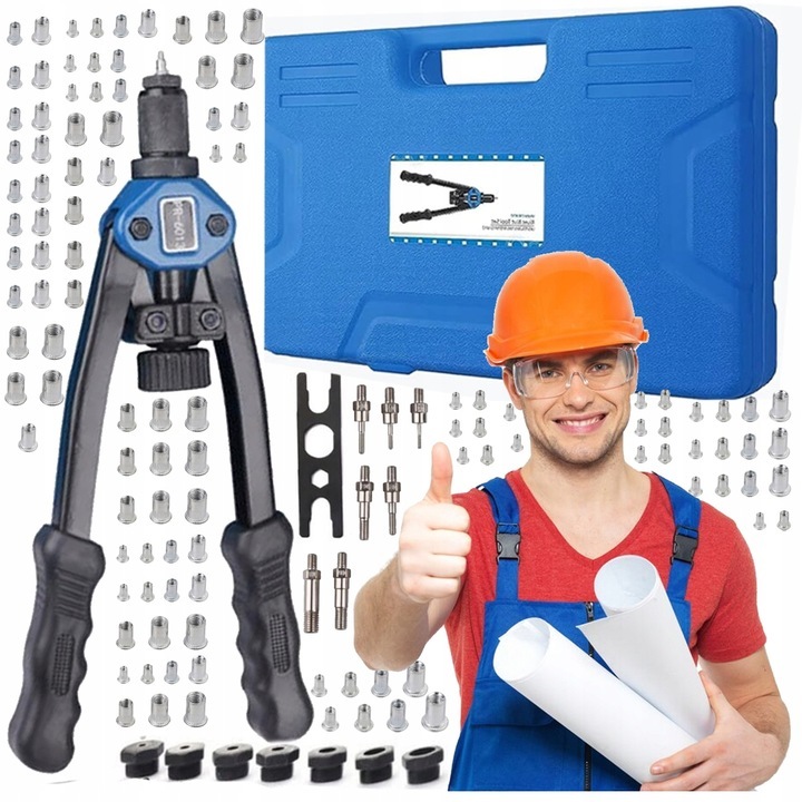 Rankinis 13 colių svirtinis kniediklis kniedinėms veržlėms M3M12 127 dalių rinkinys belsilt Rankinis 13 colių svirtinis kniediklis kniedinėms veržlėms M3M12 127 dalių rinkinys