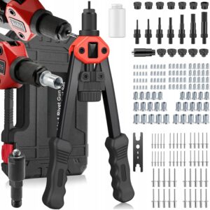 Rankinis kniediklis 2 viename kniedėms ir kniedinėms veržlėms M3M12 TODOMI 160 vnt rinkinys