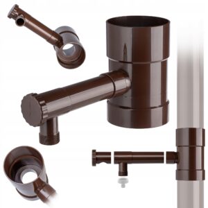 Rudas lietaus vandens surinktuvas su vožtuvu 100 mm ir 29,5 cm išvadu