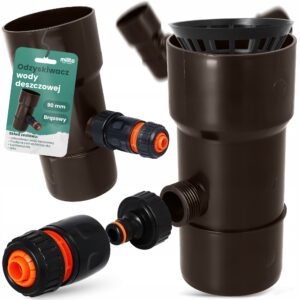 Rudi lietaus vandens surinktuvai 90 mm su filtrais ir jungtimis, 5 vnt.