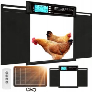 Saulės energija valdomos vištidės durys su LCD ir šviesos jutikliu