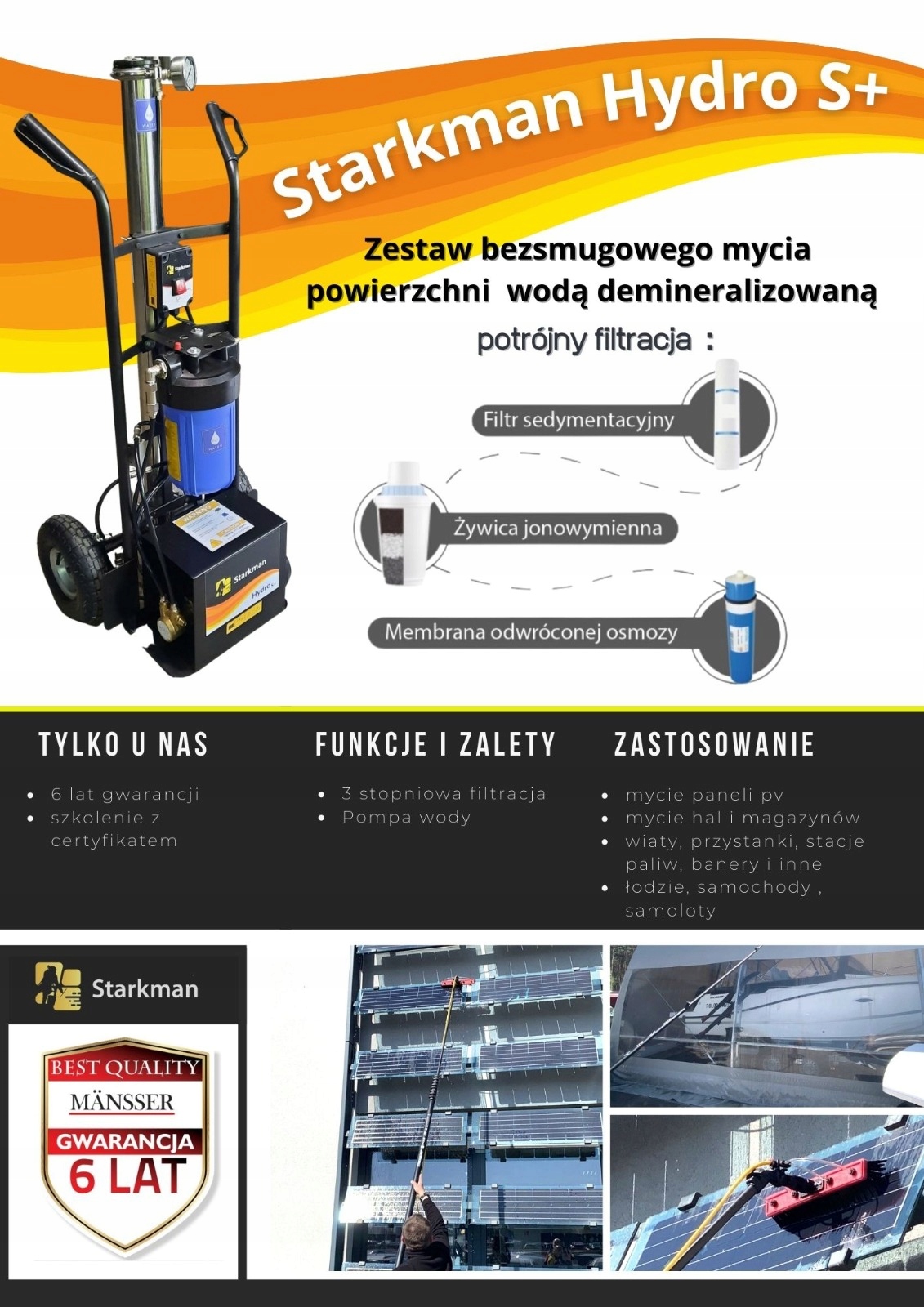 Starkman Hydro S+ saulės modulių ir vitrinų plovimo sistema su osmosiniu filtru – darbinės galvutės detalės 7