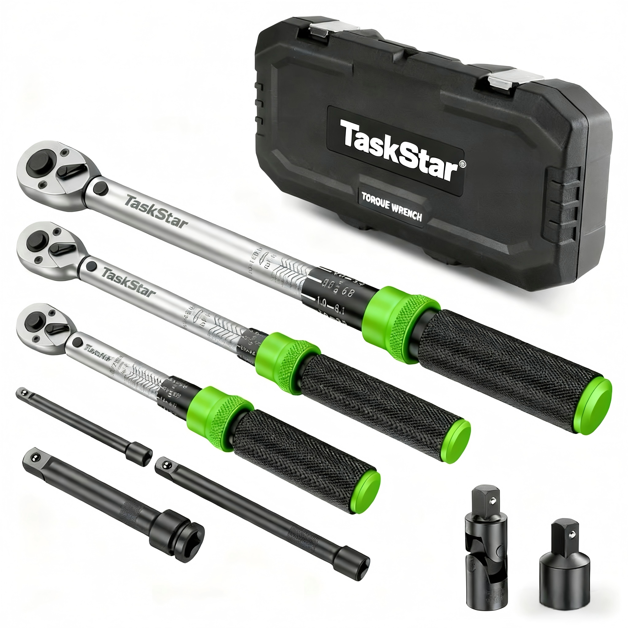 TaskStar dinamometrinių raktų rinkinys su adapteriais, 3 vnt. – nuotrauka 3