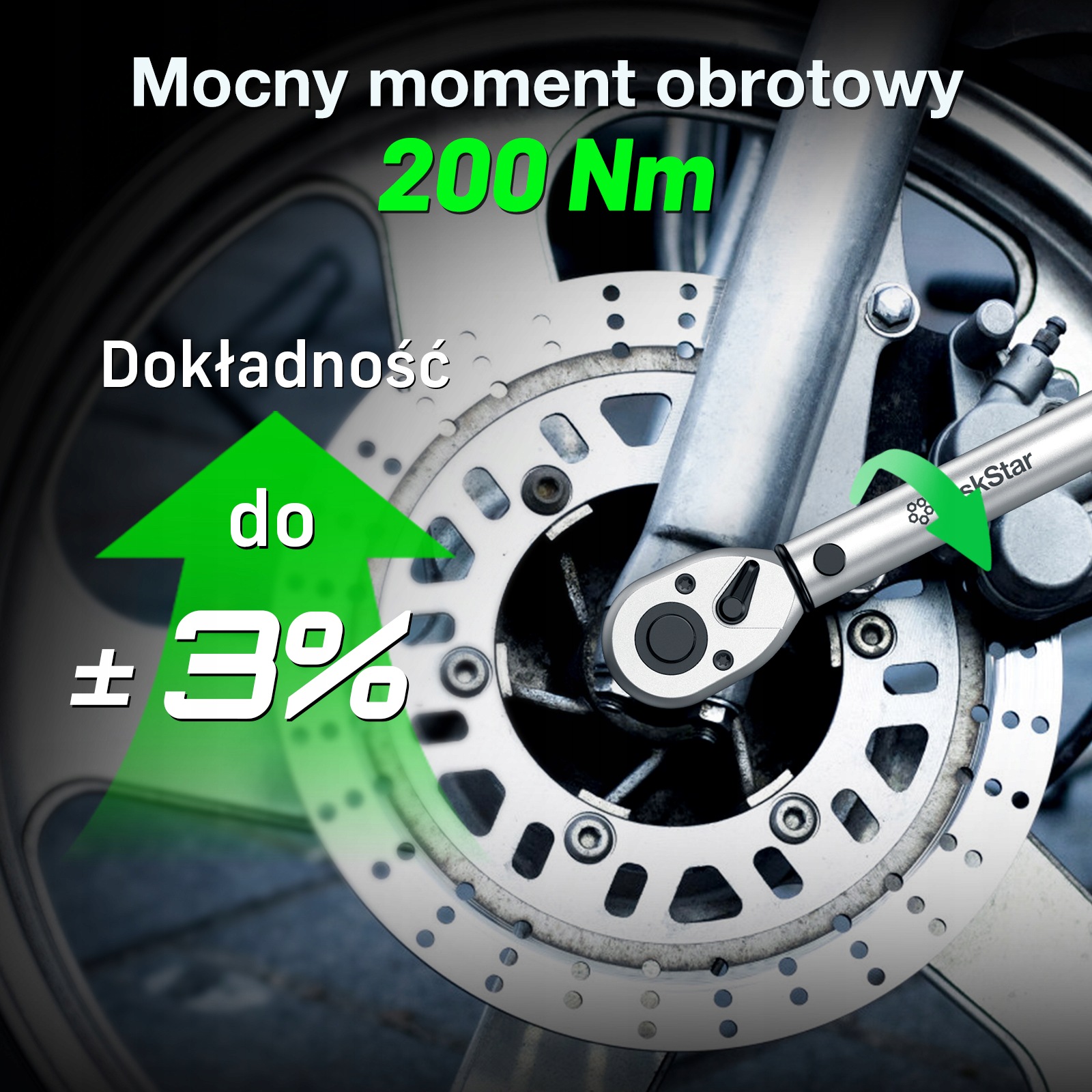 TaskStar dinamometrinių raktų rinkinys su adapteriais, 3 vnt. – nuotrauka 8