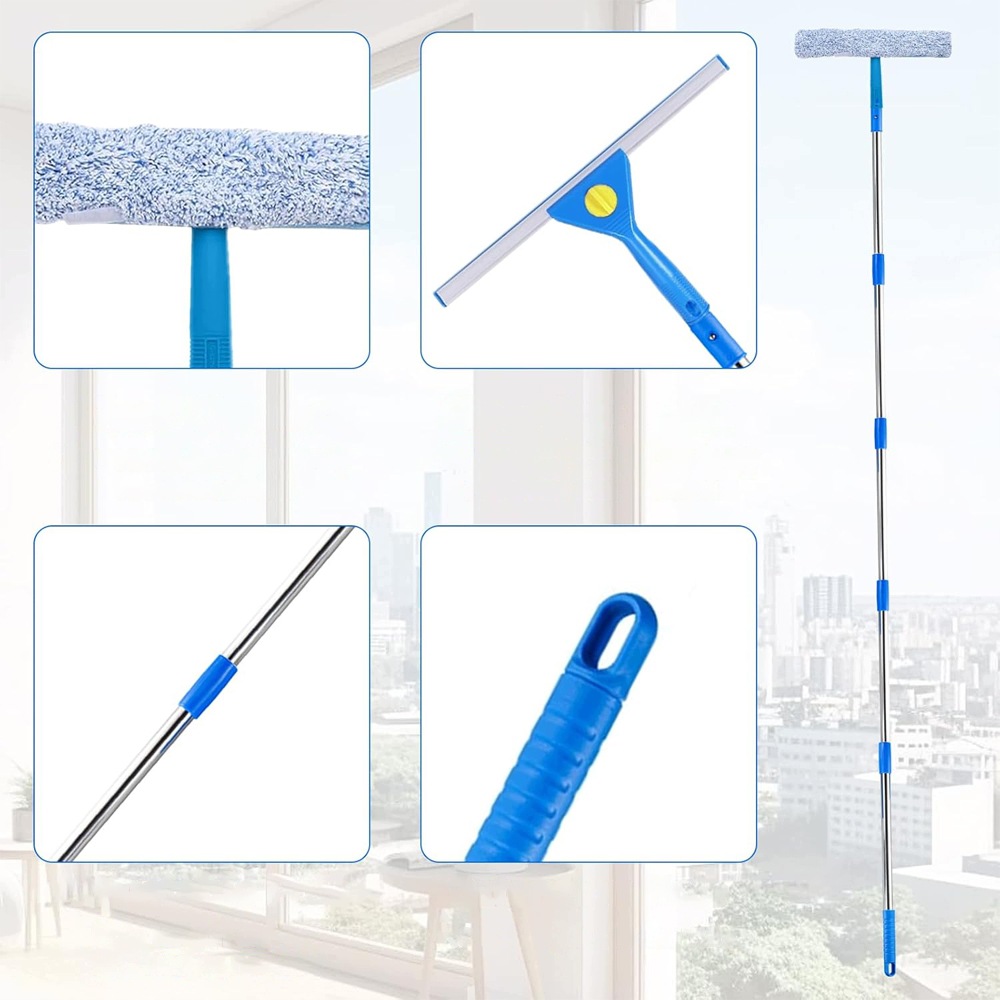 Teleskopinis saulės panelių ir langų plovimo rinkinys su 38 cm šepečiu, 3 m – bendras produkto vaizdas 13