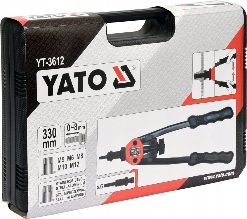YATO YT3612 rankinis kniediklis srieginėms kniedėms M5M12 330 mm belsilt YATO YT 3612 rankinis kniediklis srieginėms kniedėms M5M12 330 mm